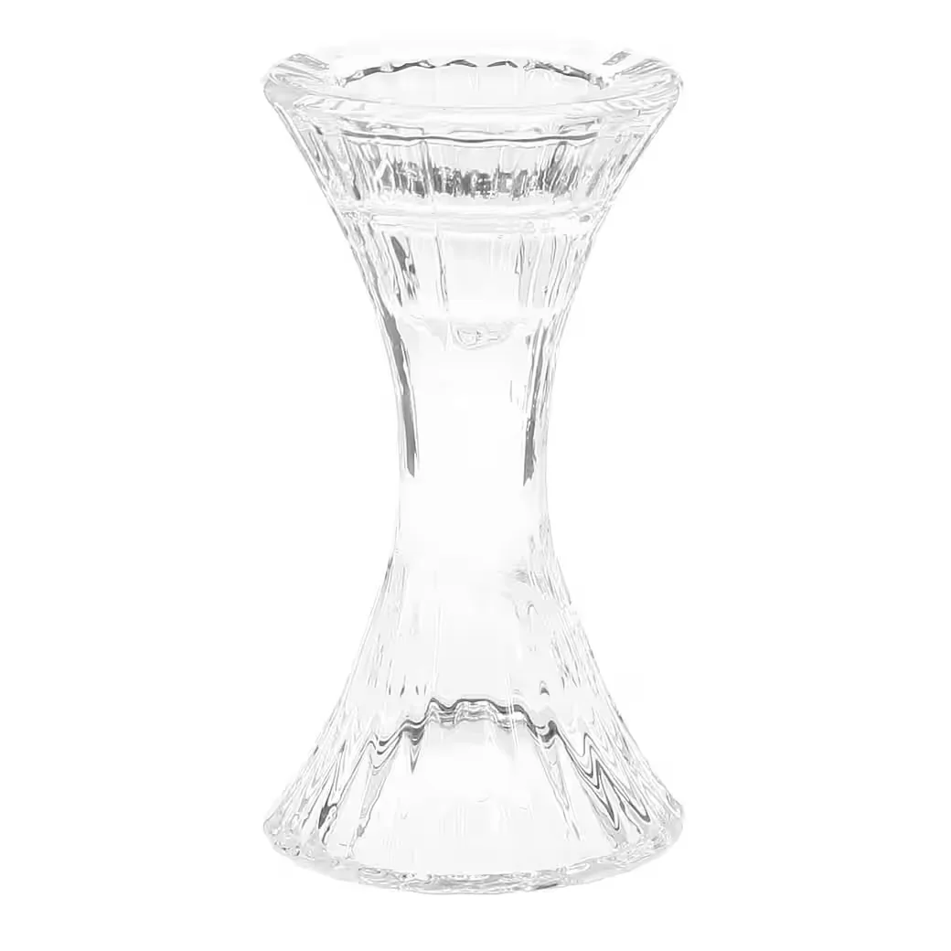 KAEMINGK Kerzenhalter Glas Kristall rund Stabkerzen 7cm 13cm 2er Set