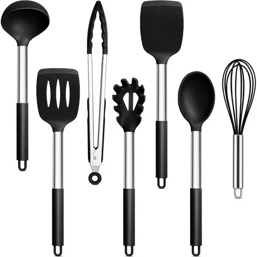LUXUSKOLLEKTION Kochbesteck Küchenhelfer Set 7-tlg Silikon antihaft