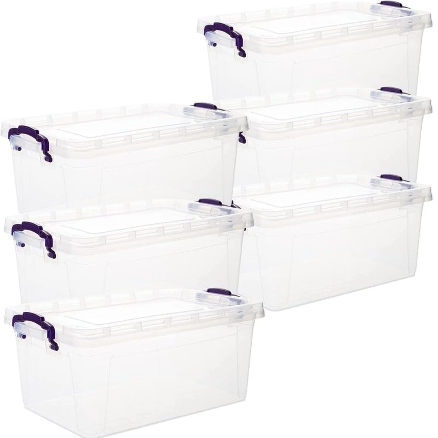 Centi Aufbewahrungsboxen stapelbar mit Deckel 6er-Set
