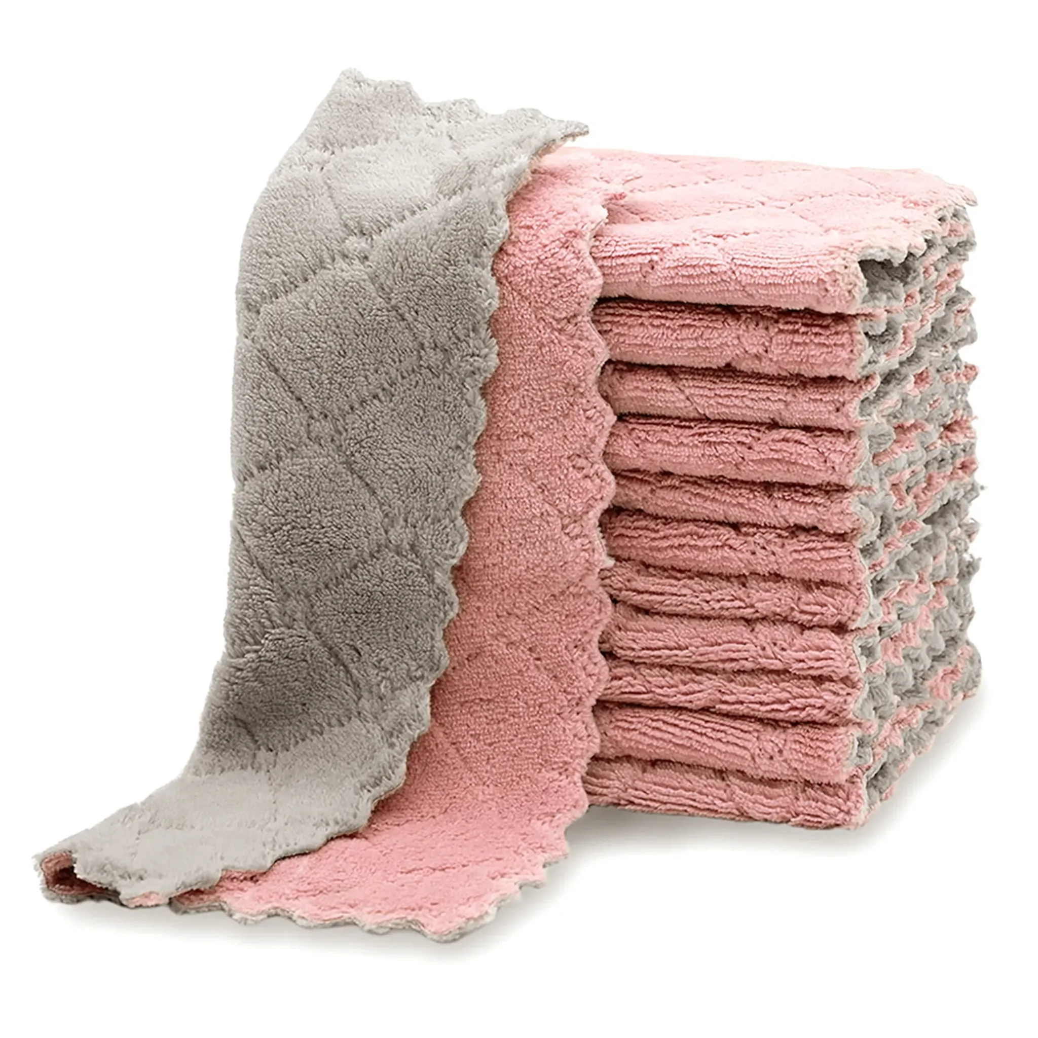 Beidseitige Mikrofasertücher – 12er-Set, Pastellgrau