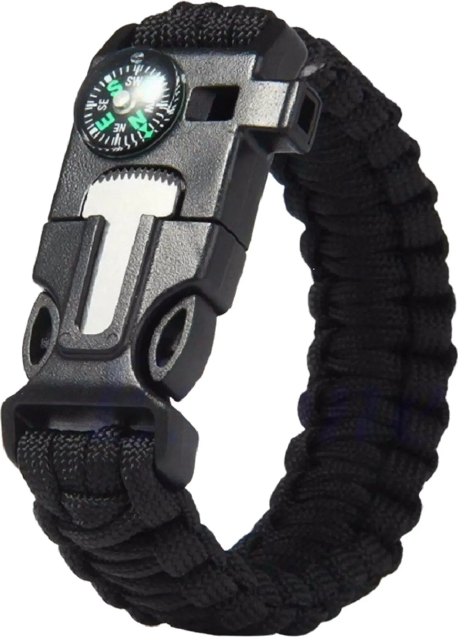 Survival-Armband Typ 1 – Paracord-Armband, schwarz