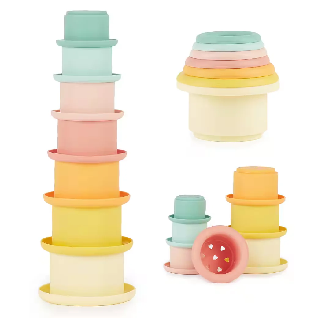 BIECO Silikon Stapelbecher Baby Stapelspielzeug Tropical Vibes