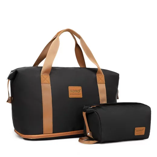 KONO Reisetaschen-Set erweiterbar Handgepäck 36L Kosmetiktasche