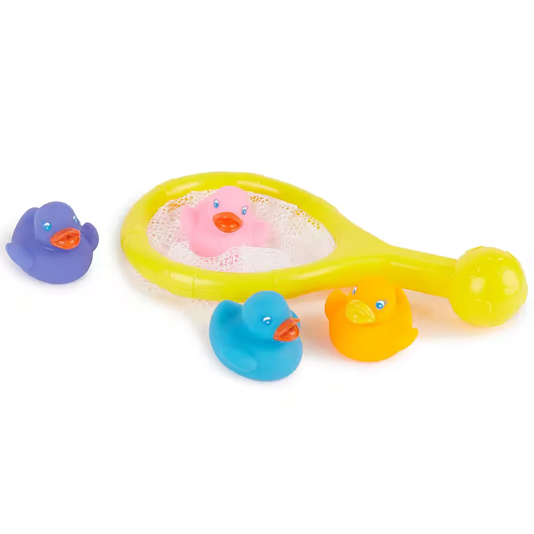 BIECO Badespielzeug Catcher mit 4 Badeenten für Wasserspaß