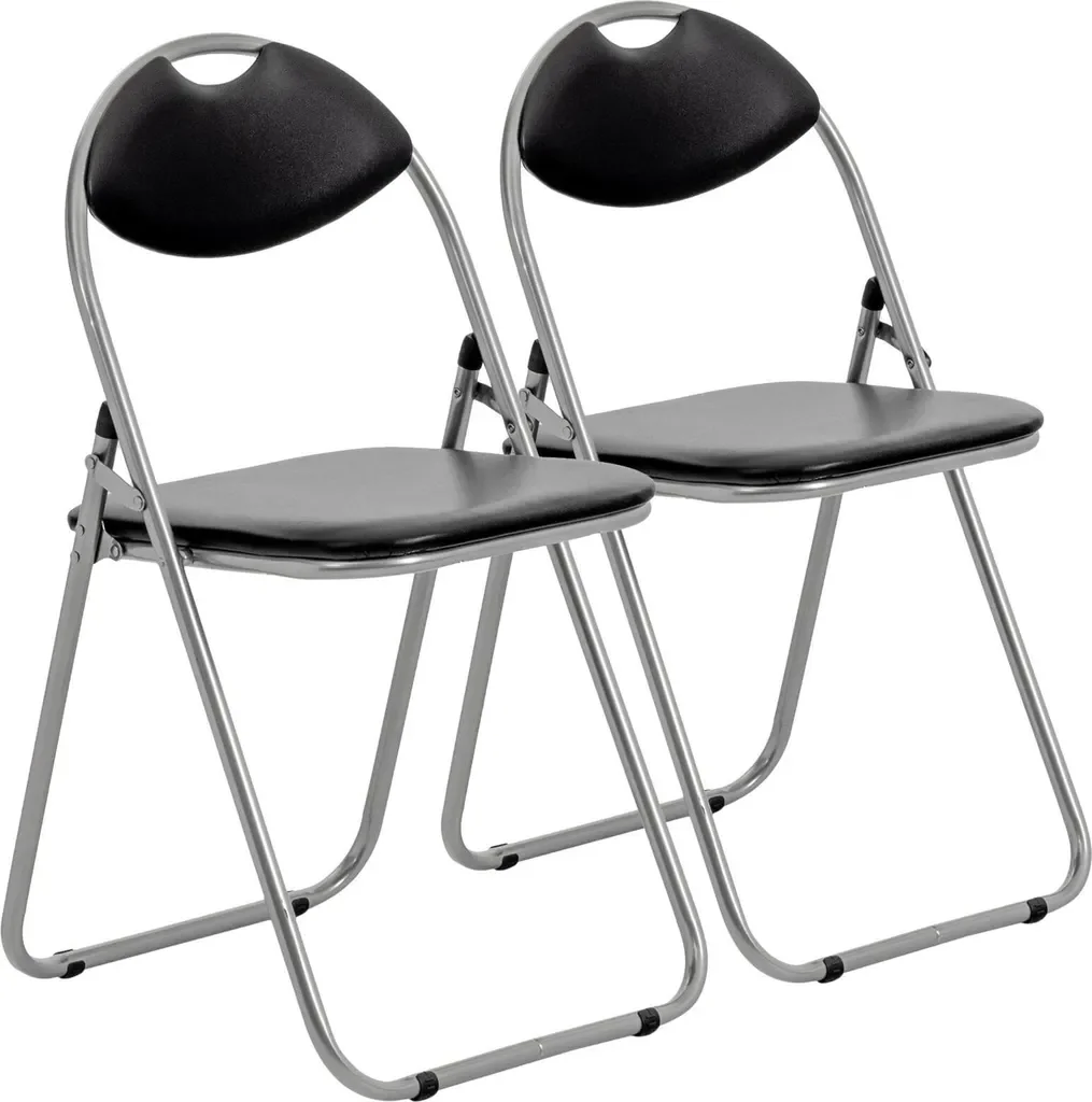 Harbor Housewares Klappstühle gepolstert Schwarz Silber 2er Set