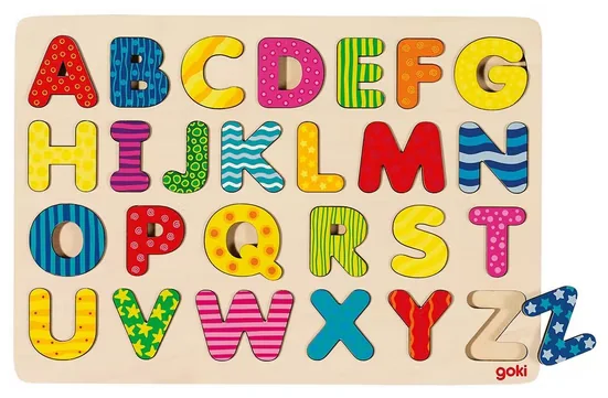 Goki Alphabet Steckpuzzle aus Holz für Schule und Vorschule