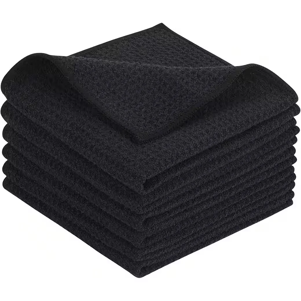 LUXUSKOLLEKTION Mikrofasertuch Spüllappen schwarz 6 Stück 30x30 cm