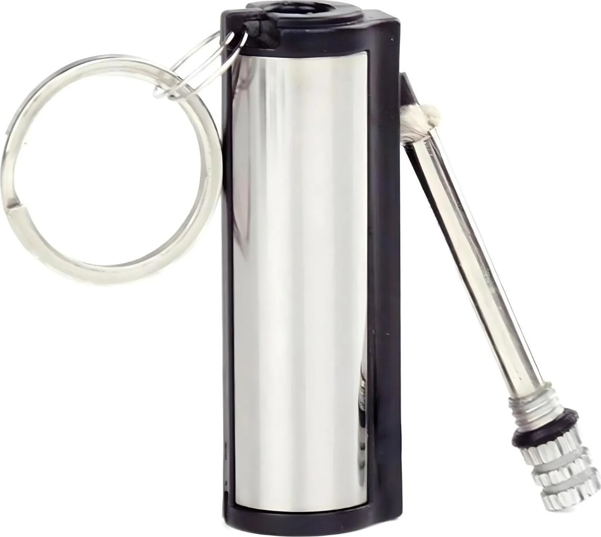 Ewiges Feuerzeug mit Feuerstahl – Silber/Schwarz