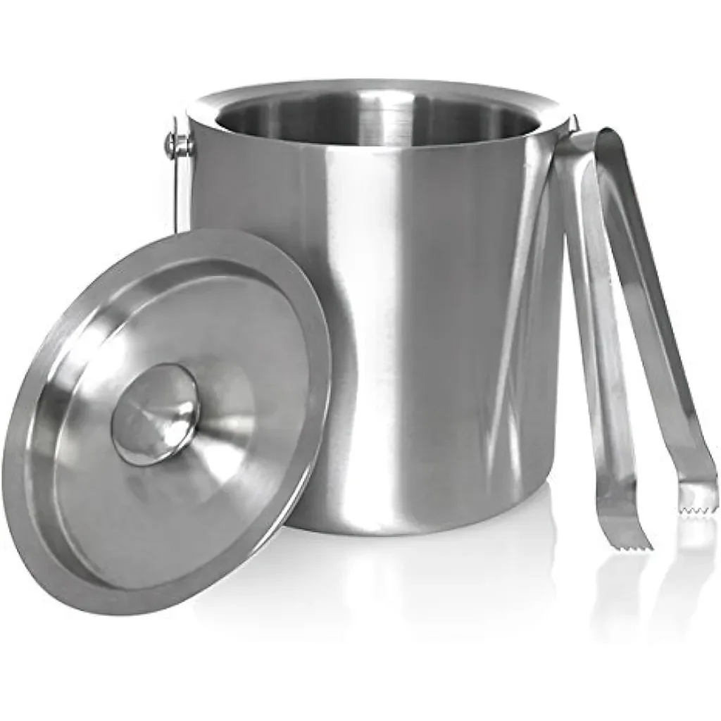 Dopwii Eiskübel 3L Edelstahl doppelwandig mit Deckel und Zange