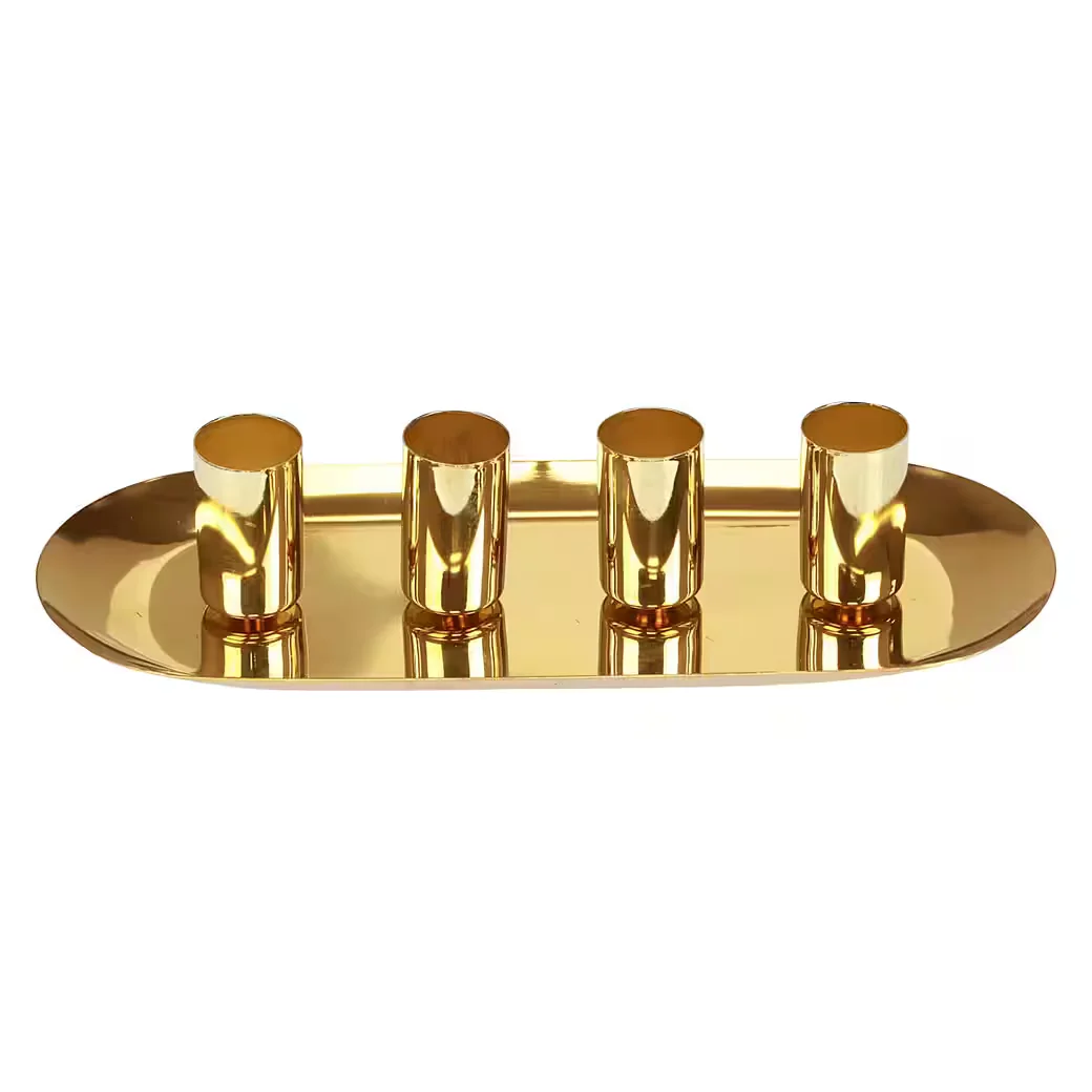 FLORISTS PRODUCTS Kerzenhalter gold 4er für Stabkerzen 23x9x4,5 cm