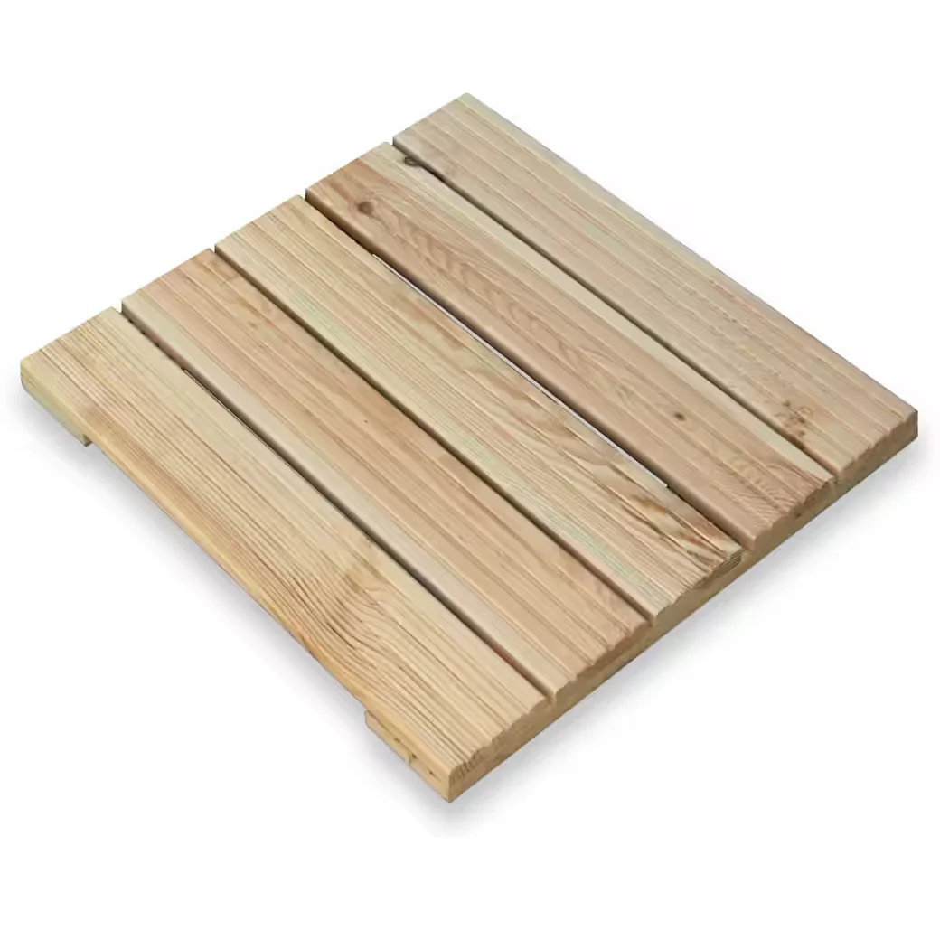 HOLZ4HOME Holzfliesen Kiefernholz rutschfest geriffelt für Terrasse