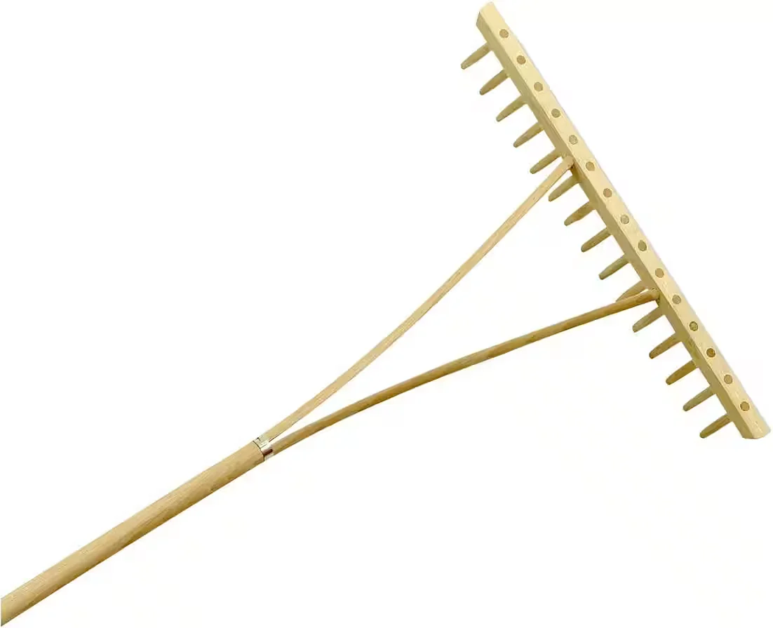 Testrut Holzrechen mit Stiel einreihig 15 Zinken Gartenrechen
