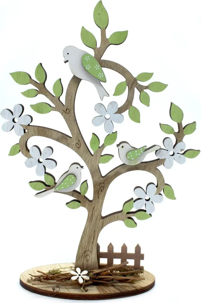 DARO DEKO Holzfigur Baum mit Vögeln Deko 19 x 28 cm