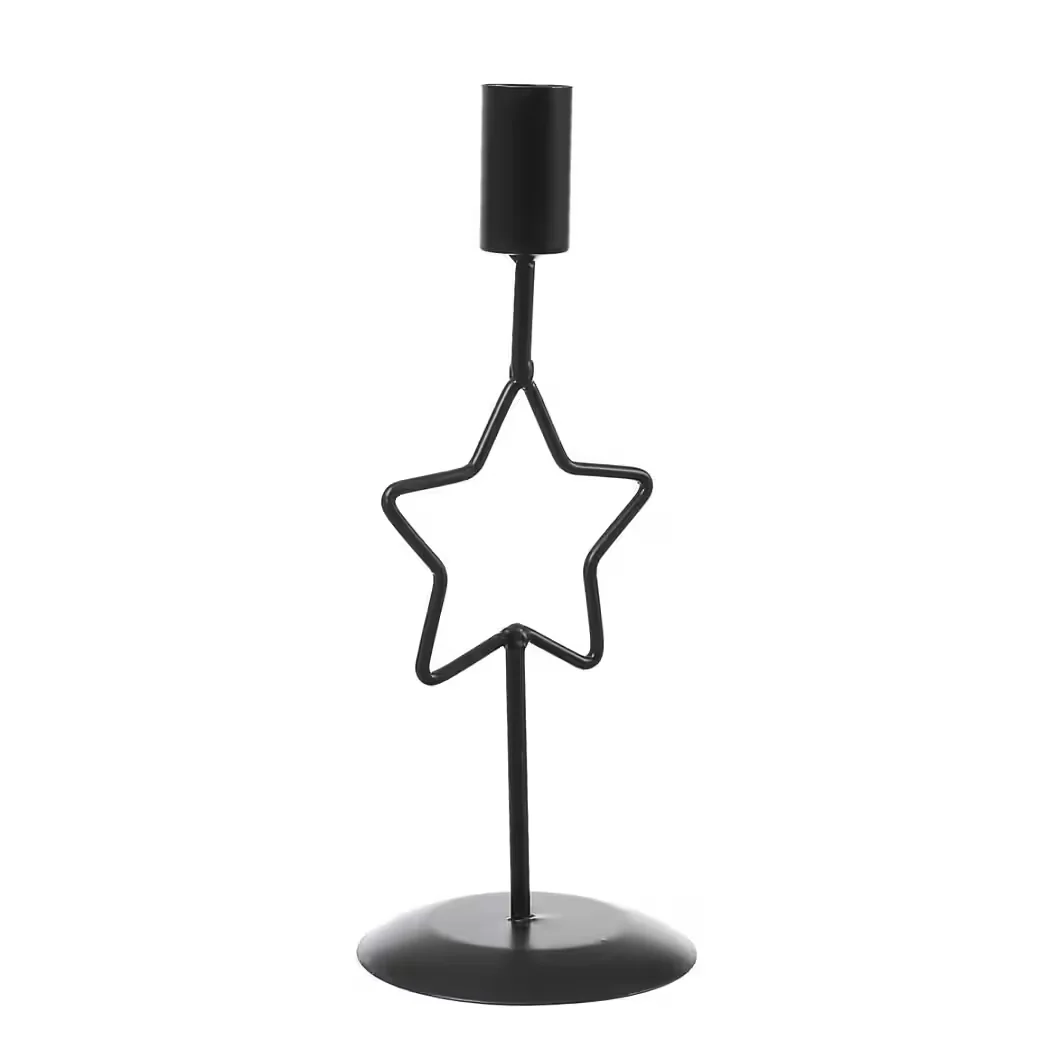 MARELIDA Kerzenhalter Stern schwarz 21,5 cm für Stab und Tafelkerzen