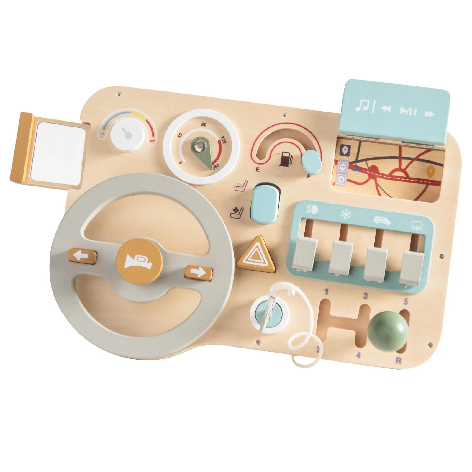 CLTYQ Motorikbrett Montessori Sensorik Busy Board Lenkrad für Kinder