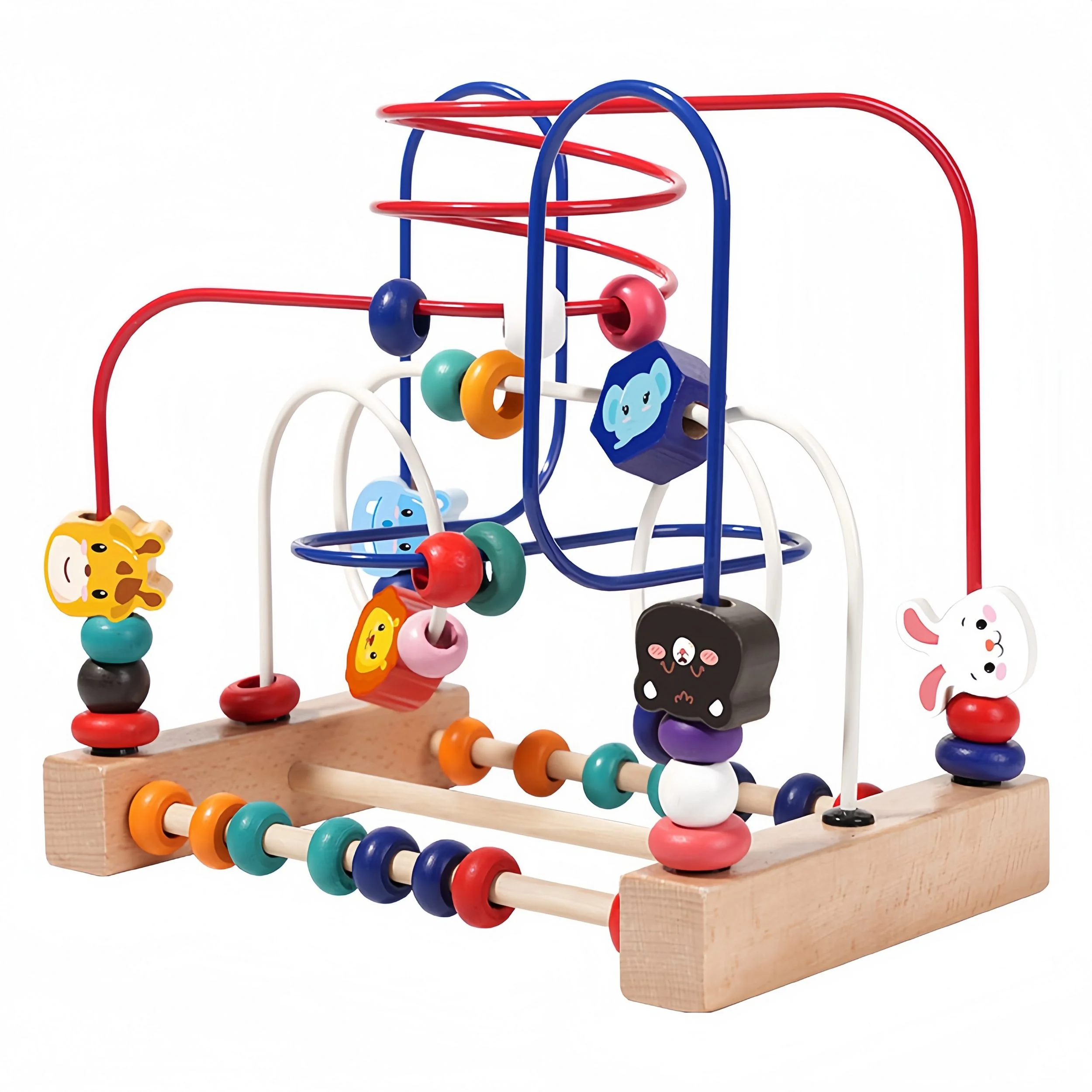 FOUORTUNATE-BEE 3-in-1 Holz-Motorikwürfel mit Perlenlabyrinth für Kinder