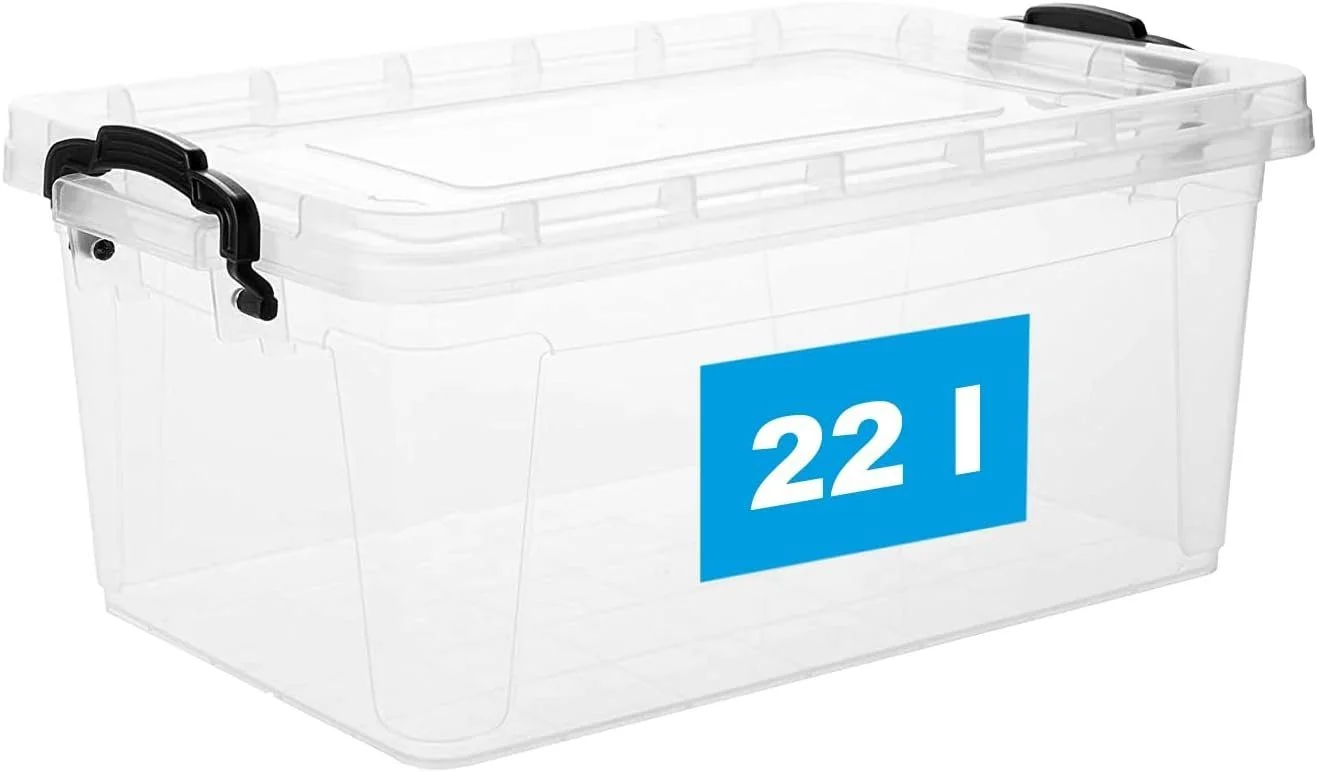 Centi Stapelbox Aufbewahrungsbox mit Deckel und Griff 22 Liter