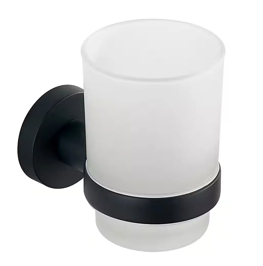 AQUALINE SAMBA Zahnputzbecher aus Milchglas schwarz matt SB204