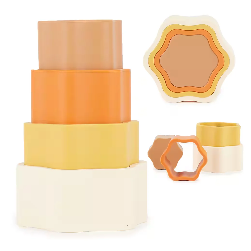 BIECO Silikon Stapelturm für Babys Chocolate Bliss Stapelspielzeug
